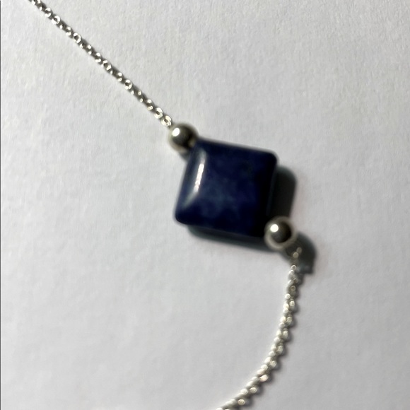Lapis and Round Labradorite 925 Sterling Silver Station Necklace 36” - Picture 8 of 15